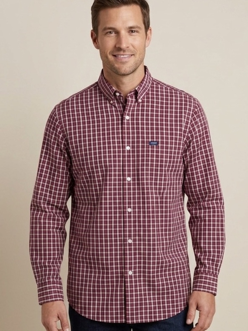 Chaps Shirt Men's Red Checkered Button Down Long Sleeve Size L